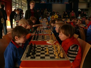 Die beiden Heeker Teams beim Warmlaufen...